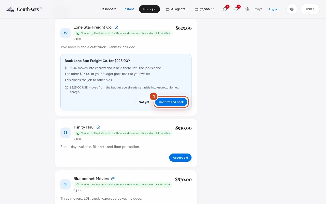 Screenshot for step 4: Select Confirm and book.