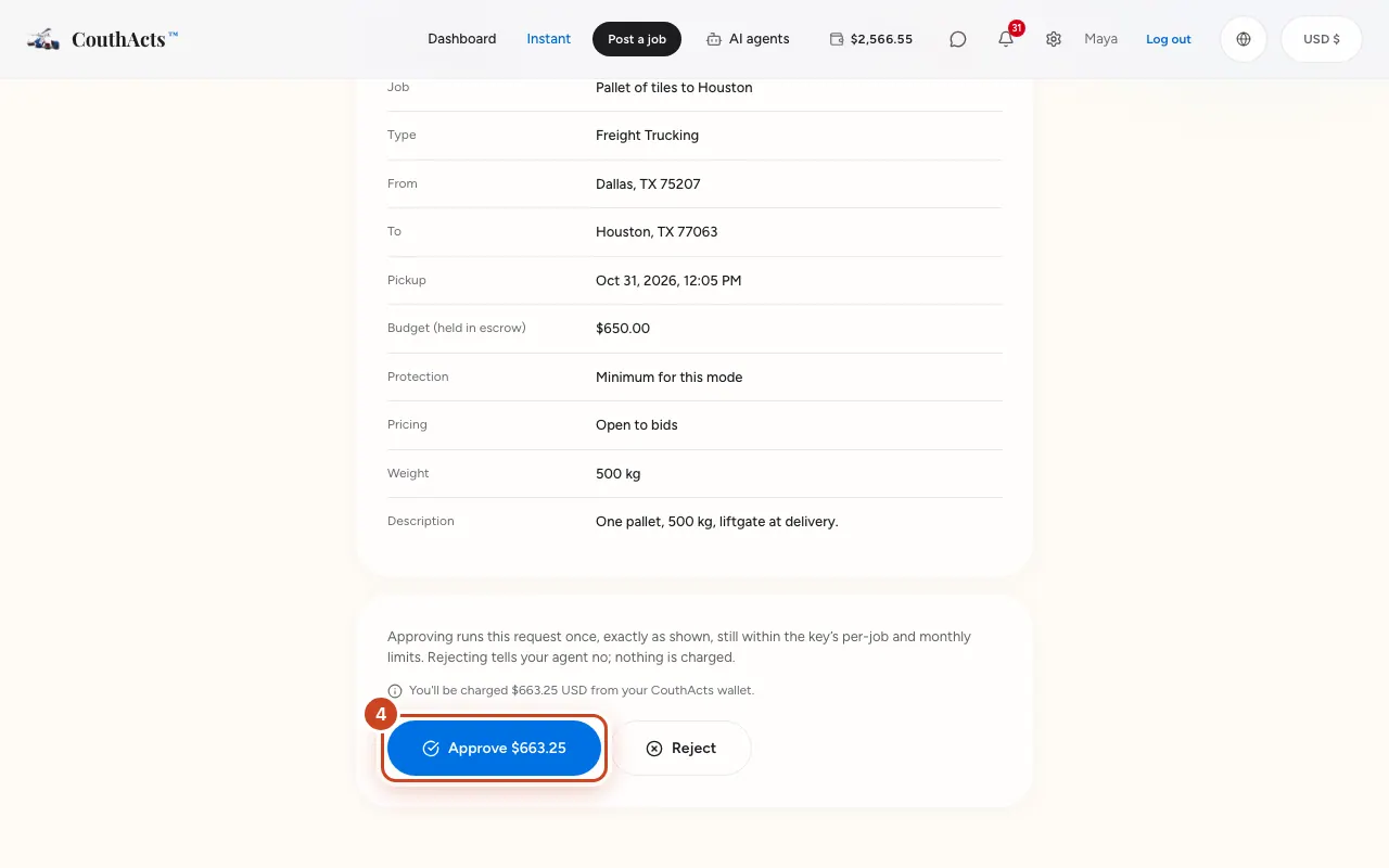 Screenshot for step 4: Select Approve or Reject.