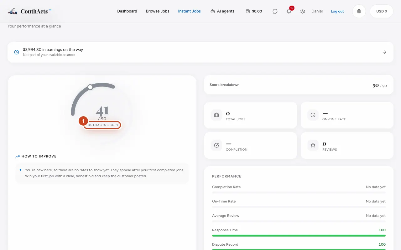 Screenshot for step 1: Providers: open your dashboard to see your score and its ceiling.