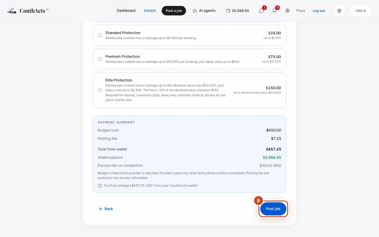 Screenshot for step 9: Select Post job.